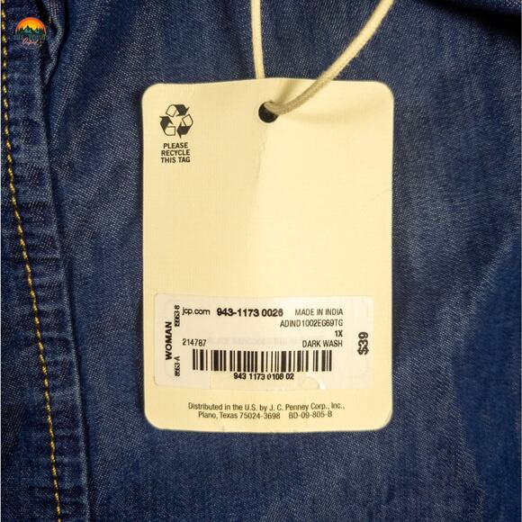 NWT A.N.A Blouse Top Blue Sleeveless Denim Ruffled Women's Size 1X - Picture 4 of 9